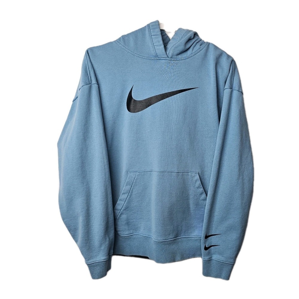Nike‎ Large Swoosh Hooded Pullover Sweatshirt Hoodie Womens Size Small Blue